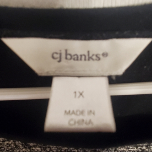 CJ Banks Womens Beaded Pullover Sweater Blouse Plus Size 1X Black and White - Picture 5 of 10